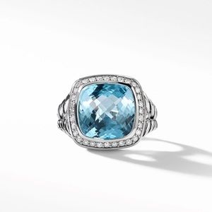 DAVID YURMAN Albion® Ring in Sterling Silver with Blue Topaz and Pavé Diamonds!